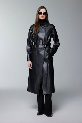 Gömlek Yaka Kemer Detaylı Deri