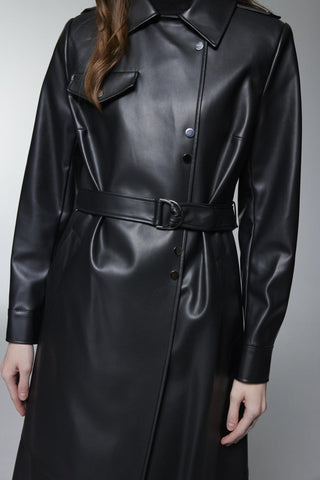 Gömlek Yaka Kemer Detaylı Deri