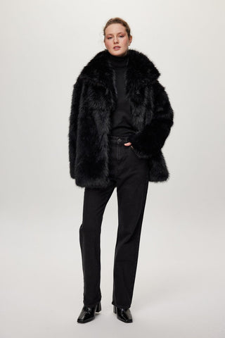 Kısa Kürk Siyah Kaban 13828