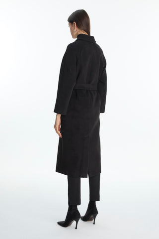Black Coat with Pocket Detail and Belt 13829