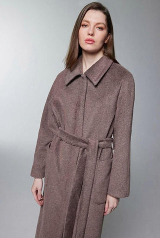 Cep Detaylı Kuşaklı Kahve Kaban 13829