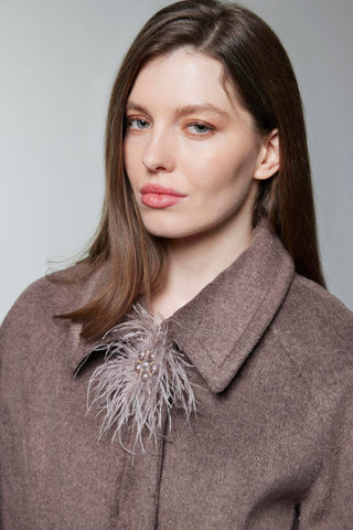 Cep Detaylı Kuşaklı Kahve Kaban 13829