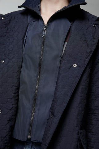 Kapüşonlu Desenli Lacivert Mont 13856