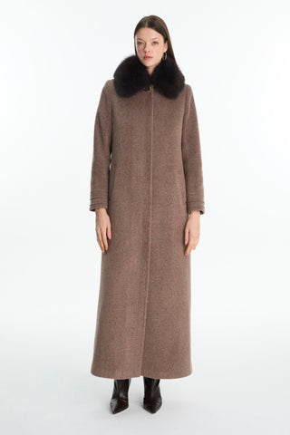 Fur Collar Long Coat Tan Coat 13857