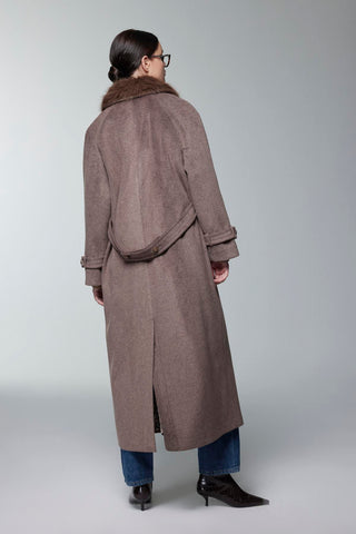 Fur Collar Coat, Coffee Brown Jacket 13861