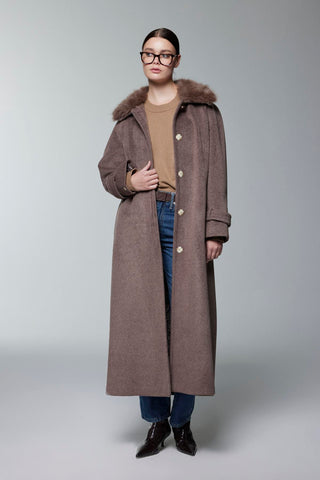 Fur Collar Coat, Coffee Brown Jacket 13861