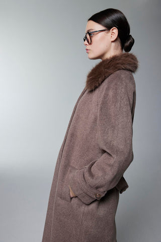 Fur Collar Coat, Coffee Brown Jacket 13861