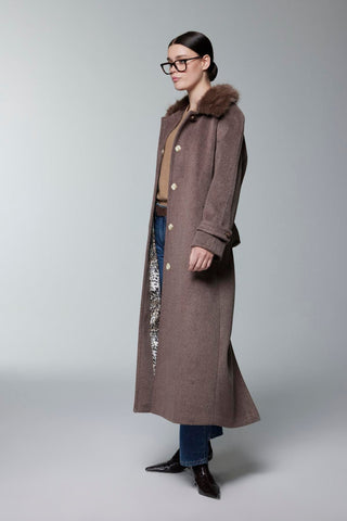 Fur Collar Coat, Coffee Brown Jacket 13861
