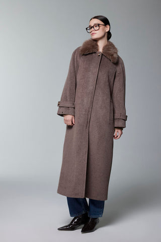 Fur Collar Coat, Coffee Brown Jacket 13861