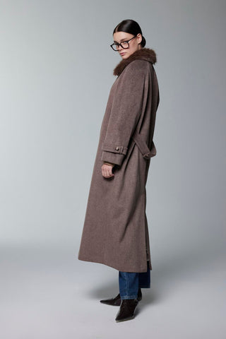 Fur Collar Coat, Coffee Brown Jacket 13861