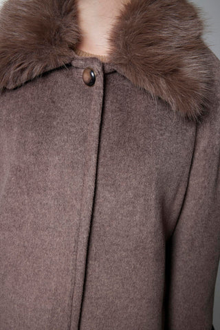 Fur Collar Coat, Coffee Brown Jacket 13861