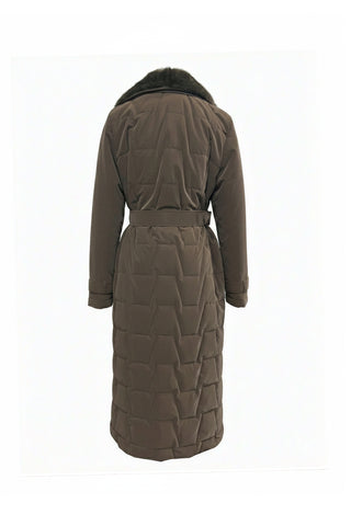 Kürk Yaka Kemer Detaylı Kahve Mont 13862