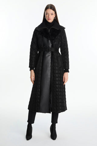 Kürk Detaylı Kemerli Kapitone