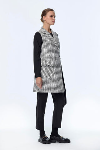 Tweed Desenli Kuşak Detaylı Ikili