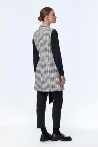 Tweed Patterned Two-Piece Set with Belt Detail, Ecru 1389