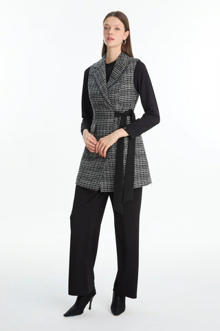 Tweed Desenli Kuşak Detaylı Ikili