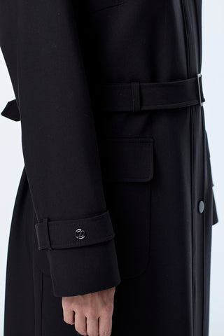 Hakim Yaka Kemerli Siyah Kaban 13918