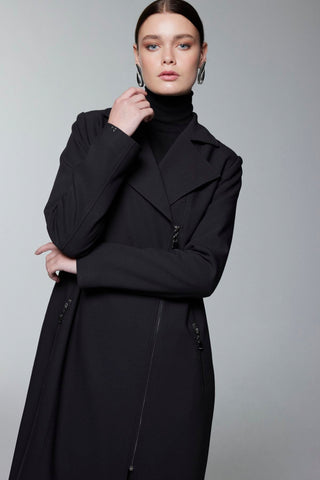 Fermuar Detaylı Kemerli Trençkot