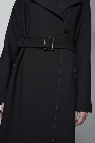 Fermuar Detaylı Kemerli Trençkot