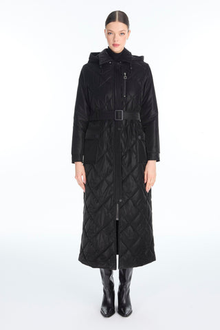 Kapüşonlu Kemerli Mont Siyah Mont 13936