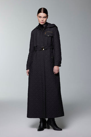 Kapüşonlu Fermuar Ve Kemer Detaylı Pardesü Siyah Pardesü 13993