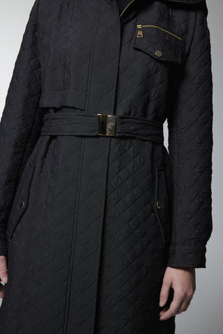 Kapüşonlu Fermuar Ve Kemer Detaylı Pardesü