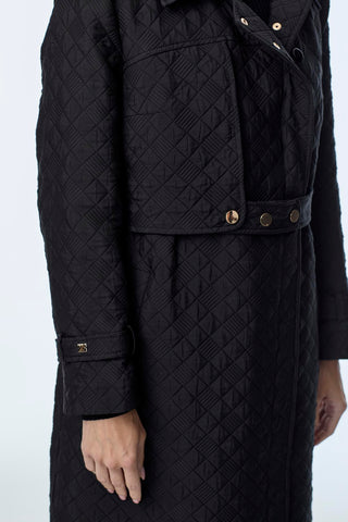 Desenli Düğme Detaylı Mont Siyah Mont 13995