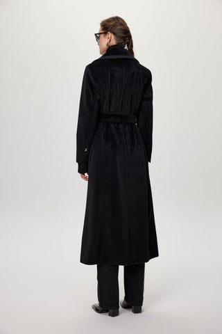 Fermuar Ve Kemer Detaylı Peluş Kaban Siyah Kaban 14000