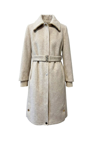 Geniş Yaka Kemerli Kaşe Bej Kaban 14041