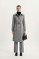 Wide Collar Belted Gray Cashmere Coat 14041