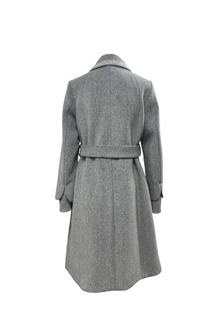 Geniş Yaka Kemerli Kaşe Gri Kaban 14041