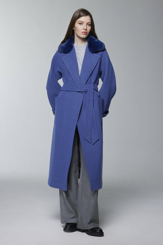 Kürk Yaka Detaylı Kuşaklı