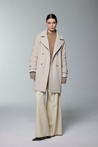 Düğme Detaylı Kısa Bej Kaban 14087