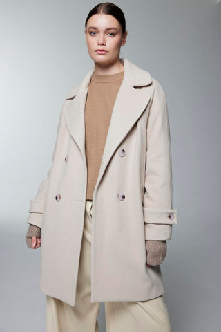 Düğme Detaylı Kısa Bej Kaban 14087