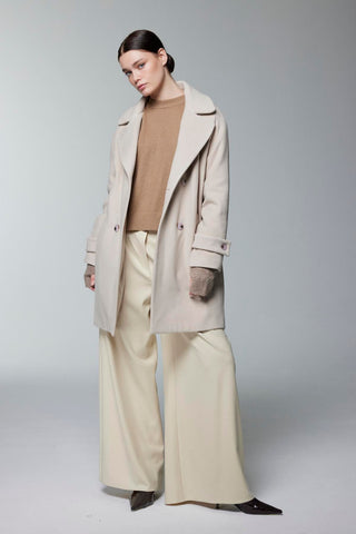 Düğme Detaylı Kısa Bej Kaban 14087