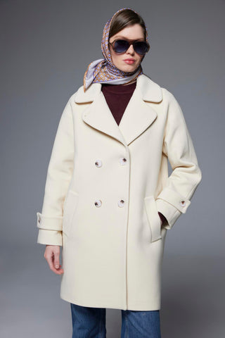 Düğme Detaylı Kısa Vanilya Kaban 14087