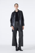 Shirt Collar Accessory Detail Leather Black Tunic 1598
