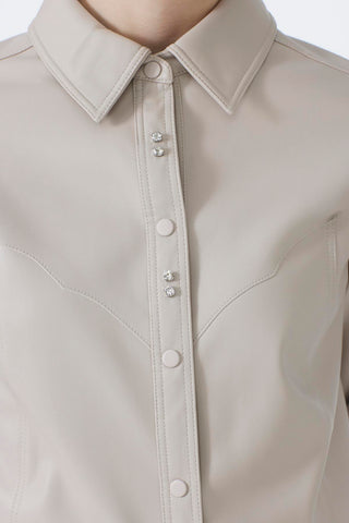 Shirt Collar Accessory Detail Leather Stone Tunic 1598