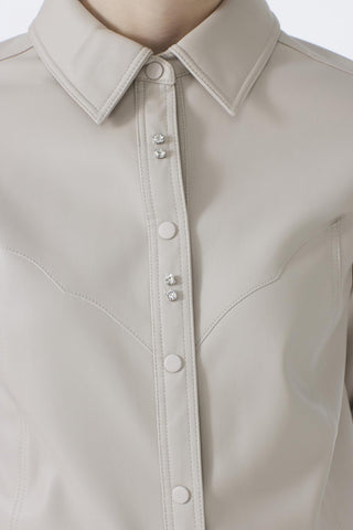 Gömlek Yaka Aksesuar Detaylı Deri