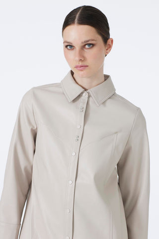 Shirt Collar Accessory Detail Leather Stone Tunic 1598