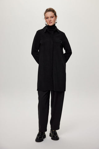 Gizli Düğme Detaylı Tunik Siyah Tunik 1615