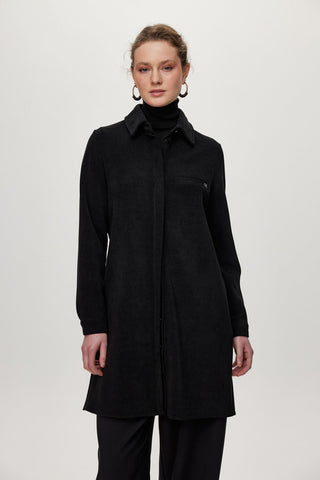 Gizli Düğme Detaylı Tunik Siyah Tunik 1615