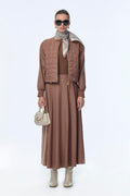 Desenli Cep Detaylı Ikili Mocha Takım 1630