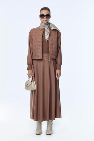 Patterned Two-Piece Mocha Set with Pocket Detail 1630