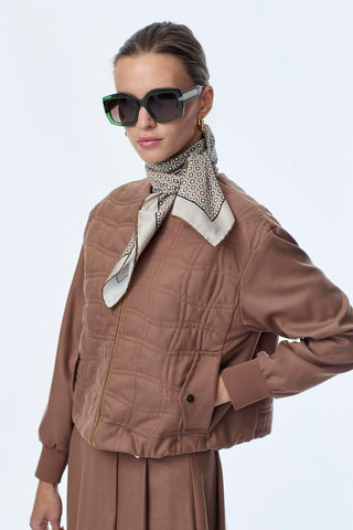 Patterned Two-Piece Mocha Set with Pocket Detail 1630