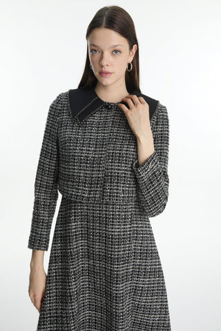 Yaka Detaylı Ceket Elbiseli