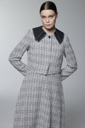 Ecru Suit with Collar Detail Jacket and Dress 1641