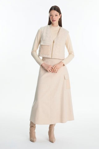 Desenli Cep Detaylı Üçlü Kombin