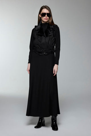 Plush Detail Dress Vest Black Set 1653