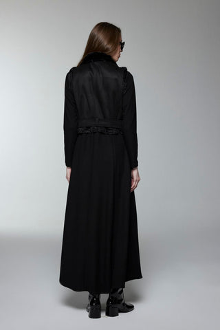 Plush Detail Dress Vest Black Set 1653